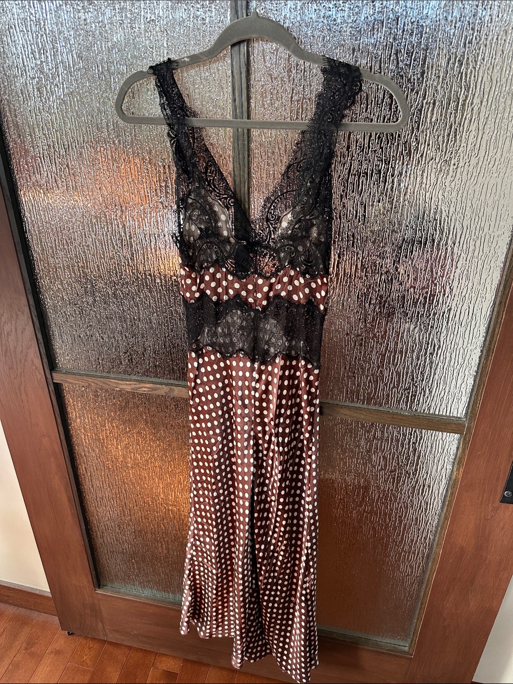 Ronny Kobo Holiday V-Neck Lace-Trim Midi Dress Polka Dot size XS - Picture 11 of 12